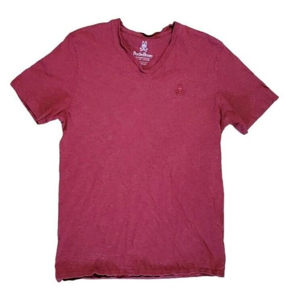 Pyscho Bunny Mens T-Shirt Size 5 Medium V-Neck Red